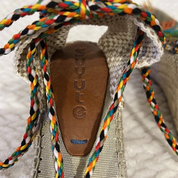 Suyute Spain Espadrille Multicolor Ankle Tie Wedge Sandals Size 38 - Picture 5 of 11